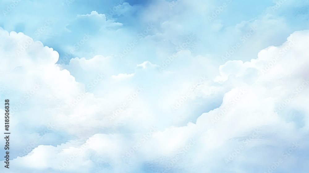 Blue clouds watercolor painting background Blue clouds watercolor painting background