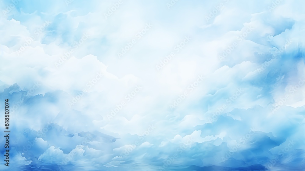 Fototapeta premium Blue clouds watercolor painting background