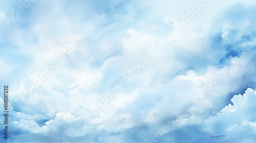 Blue clouds watercolor painting background