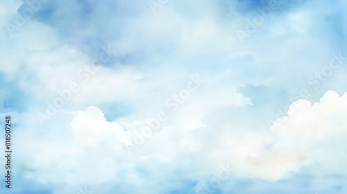 Blue clouds watercolor painting background