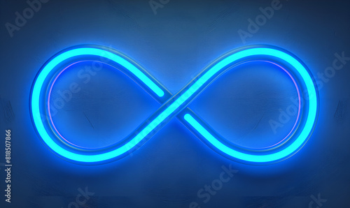 A blue infinity symbol with a blue glow.