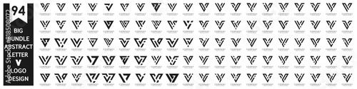 collection abstract letter V logo design. modern logotype V design with black color. vector illustration