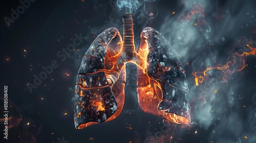 smokers lungs damaged organ from cigarette smoking health consequences concept 3d render photo