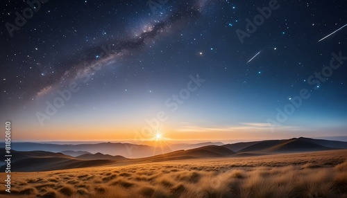 sunrise over the planet, galaxy in space, hole over star field in outer space, abstract space wallpaper with form of letter O and sparks of light with copy space. Elements of this image furnished
