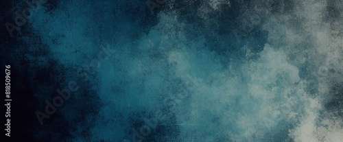 abstract blue background with teal black vintage grunge background texture design with elegant antique paint on wall illustration for luxury paper, or web background templates, old background paint  © Fabian