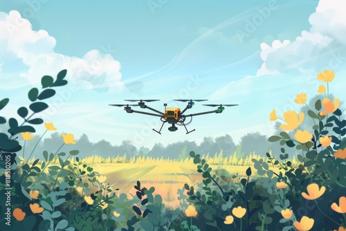 Agricultural drones and UAVs advance smart farming, providing efficient crop monitoring and protection in green fields