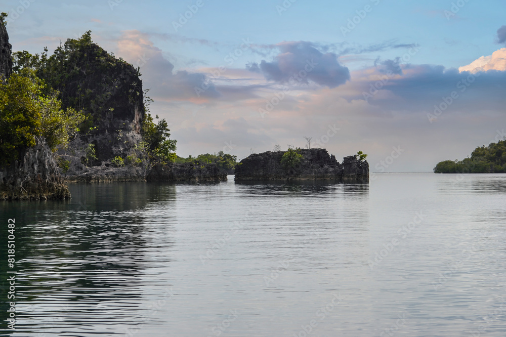 The landscape image of the archipelago of Raja Ampat, Southwest Papua, Indonesia.