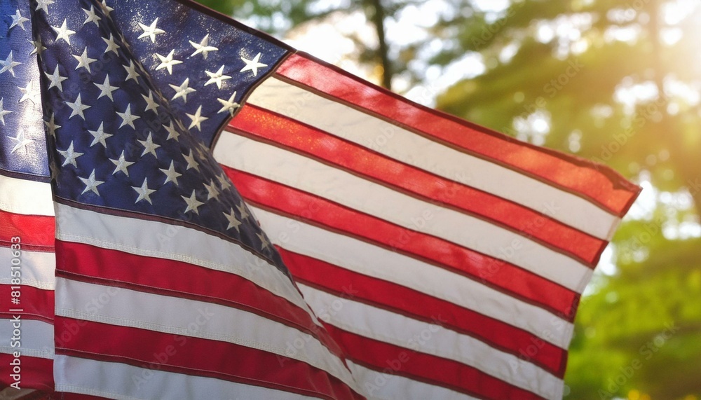 Fototapeta premium American flag blowing in the breeze
