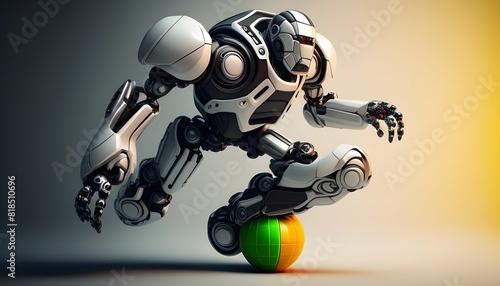 D Rendered Robot Competing Vibrantly in a Sporting Event © Zqqx