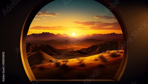Cinematic Sunset Panorama A Serene Golden Glow Engulfing a Peaceful Countryside Landscape