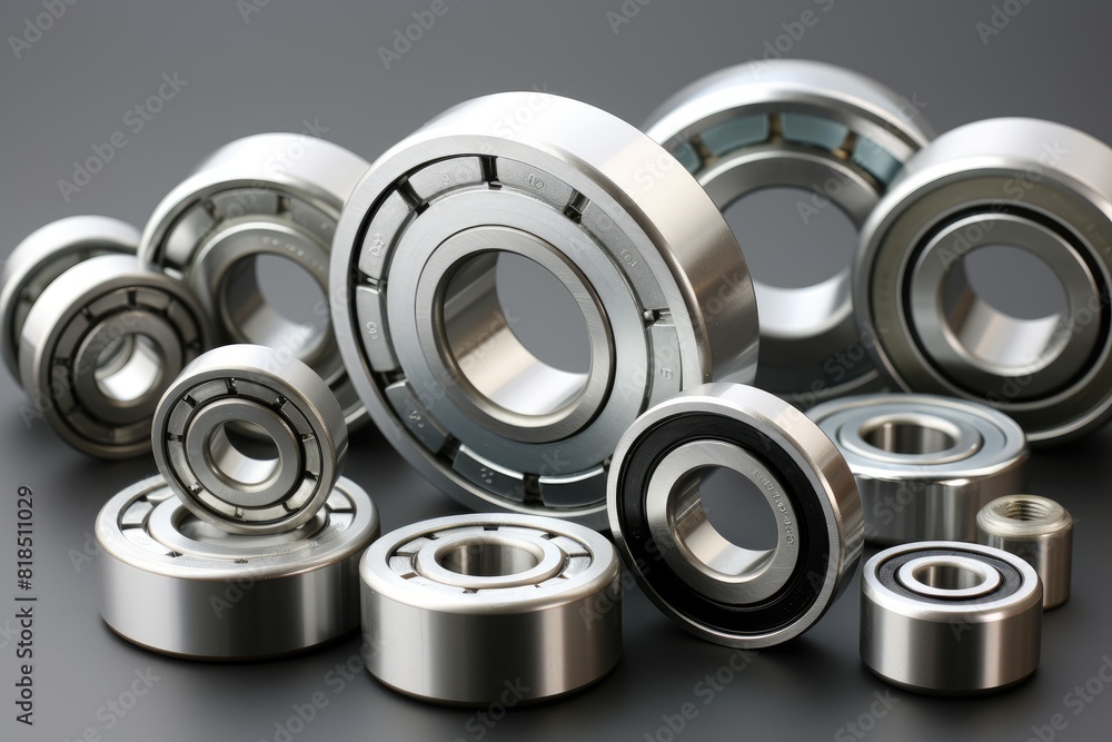 Precision ball bearings on a black surface Precision ball bearings on a black surface