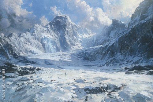 Majestic Snow-Covered Mountain Range