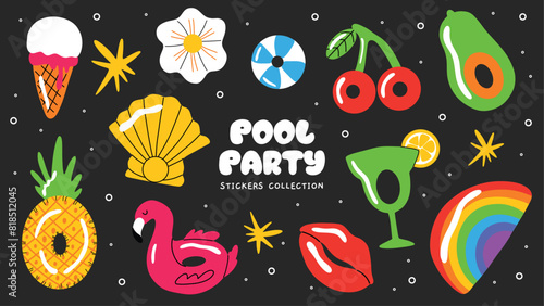 Summer floaters and beachball swimming pool and beach floating inflatable toy.