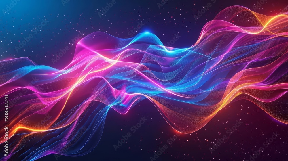 vibrant neon wave on dark background abstract futuristic digital illustration