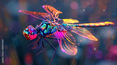 Bright dragonfly with neon shades 