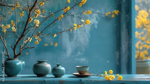 A minimalist tea ceremony during the Spring Festival photo