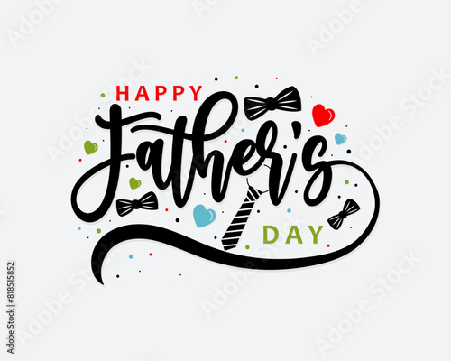Happy Father’s Day Calligraphy greeting card. Concept for Father's Day with elegant handwritten lettering and moustache. Vector illustration.