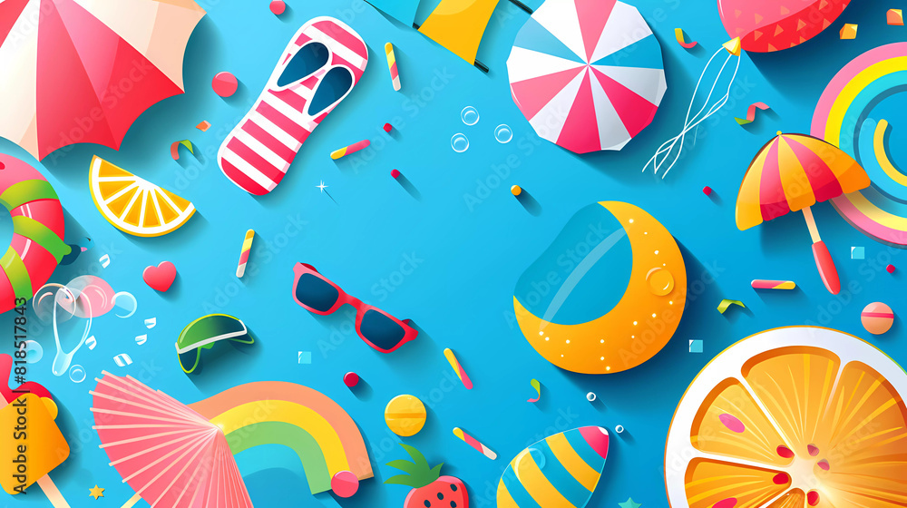 Fototapeta premium Colorful summer background.summer vacation concept.summer sale banner.vector illustration.
