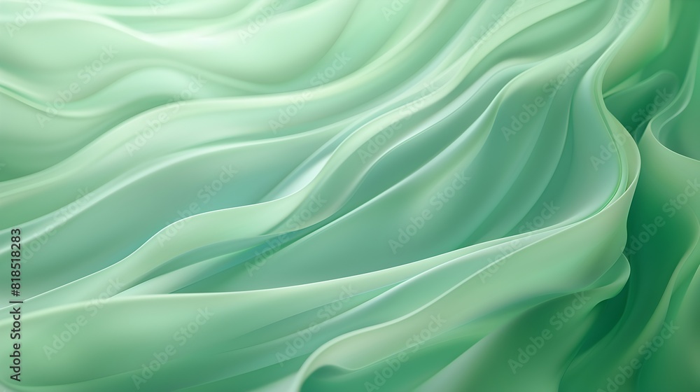 Obraz premium Flowing Green Fabric Texture Against Soft Color Background in Organic Design Style