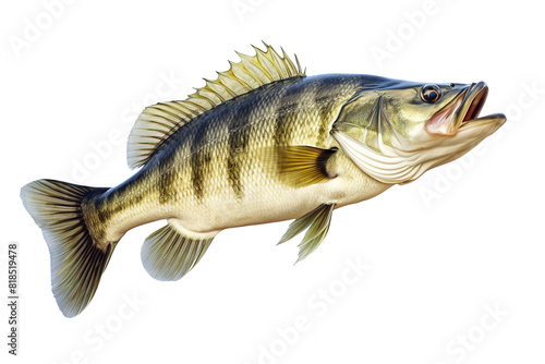 Bass fish on clean background. Food, Underwater animals.