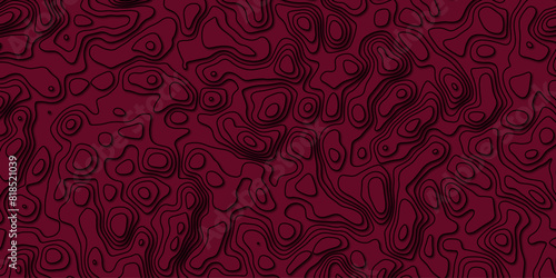 Red abstract topology topographic line map 