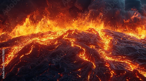 Geometric lava flow, anime heat, sharp contrasts , high resolution photo