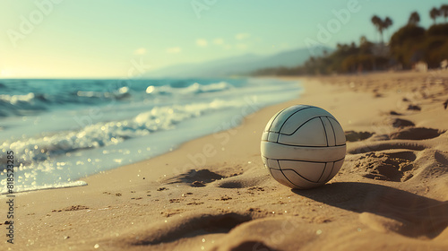 White volley ball on the sandy beach. Summer sports concept