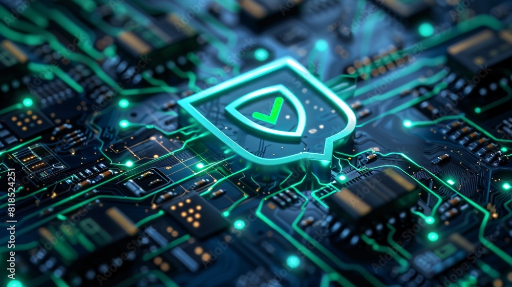Electronic Circuit with Security Shield Icon