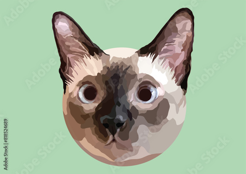 Vector Illustration of  Siamese Cat, Wichien Maat, Cat