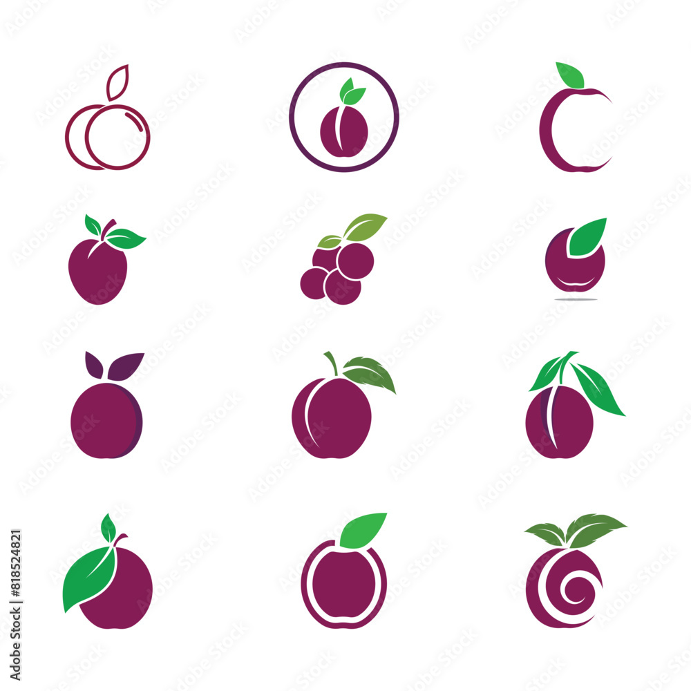 Plum logo vector template and symbol Plum logo vector template and symbol