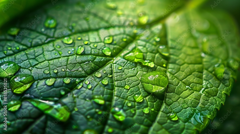 macro raindrops on leaf, vibrant green, detailed texture , vibrant color macro raindrops on leaf, vibrant green, detailed texture , vibrant color
