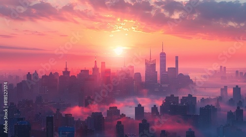 sunrise cityscape  vibrant skyline  early morning light   Ideogram