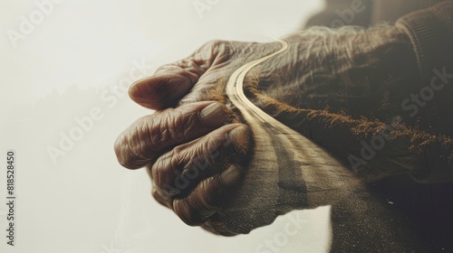 An old man with wrinkled hands photo