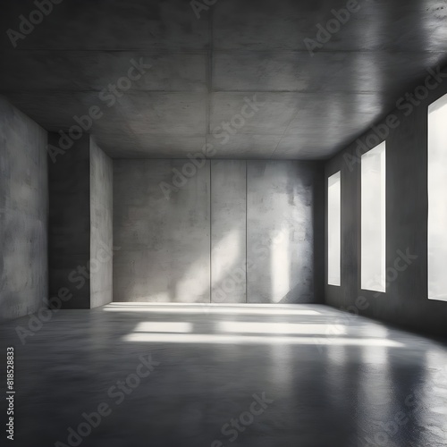 Empty dark abstract concrete room interior. 3d render illustration © Ananto