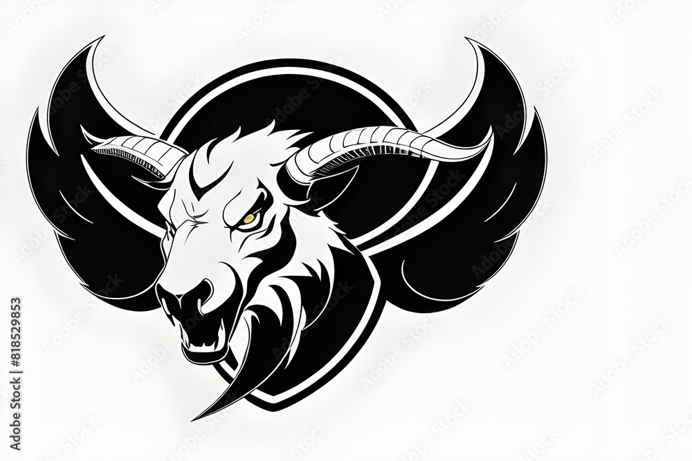 a vector style striking and contemporary vector logo of a evil ferocious ram's head, curved horns. powerful, illustration, flat, sports team, powerful, illustration, flat, sports, team, aggressive a vector style striking and contemporary vector logo of a evil ferocious ram's head, curved horns. powerful, illustration, flat, sports team, powerful, illustration, flat, sports, team, aggressive