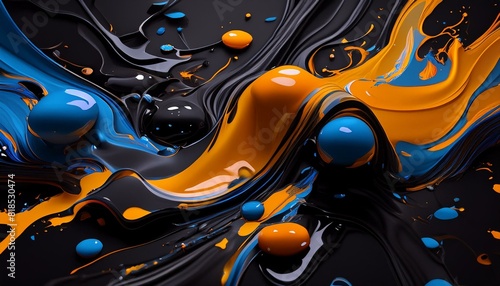 mixing colored oil paints in motion, splashes, colorful background