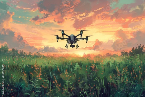 Smart drones equipped with high-tech sensors apply pesticides precisely in agricultural fields, enhancing crop health and farming efficiency