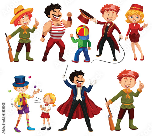 Diverse group of cartoon characters in various costumes