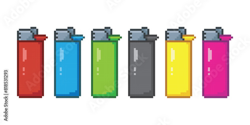 Collection of cigarette lighters, pixel art object