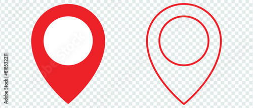 red pin point. map address location pointer symbol. location pin icon symbol sign isolated on transparent background, map icon. Location pin icon flat vector illustration design 