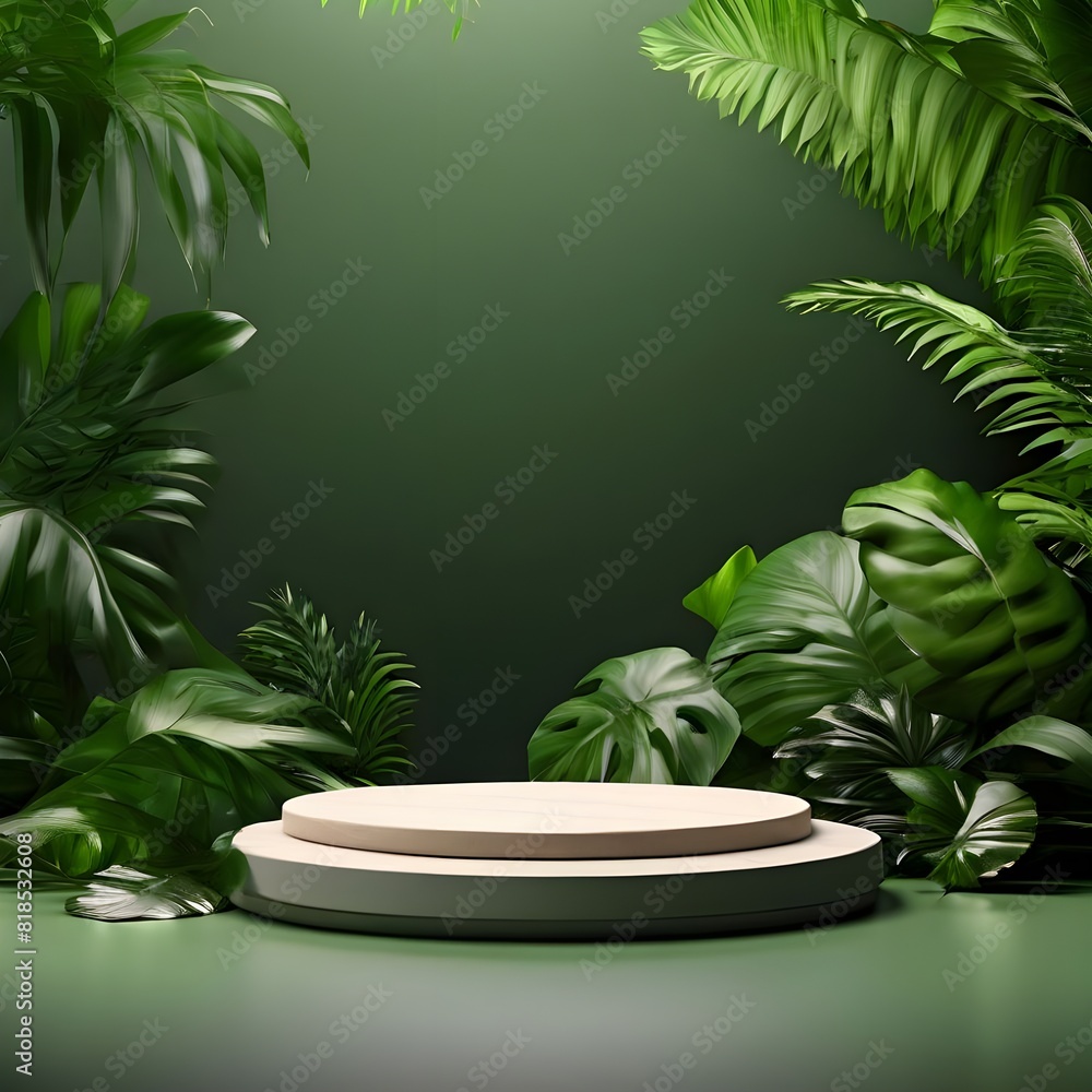 podium background product green nature 3d forest stand white plant cosmic background, Ai Generated podium background product green nature 3d forest stand white plant cosmic background, Ai Generated