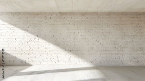 Beige Brick Walls with Graffiti in Minimalist White Studio Space