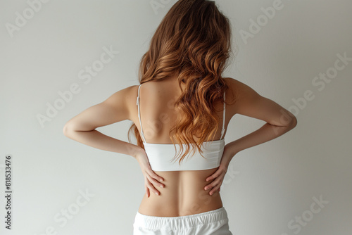 Woman holding her lower back pain, unhealty photo