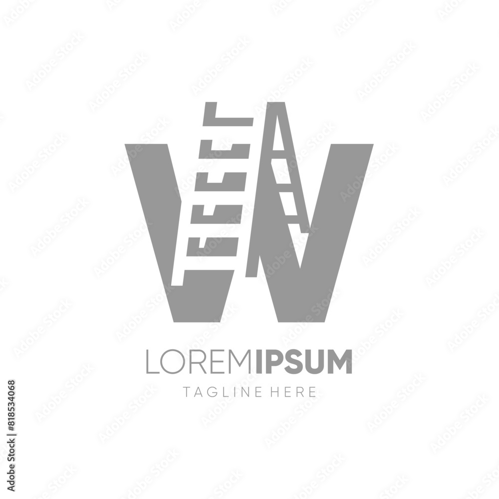 Letter W Ladder Logo Design Vector Icon Graphic Emblem Symbol Illustration Letter W Ladder Logo Design Vector Icon Graphic Emblem Symbol Illustration