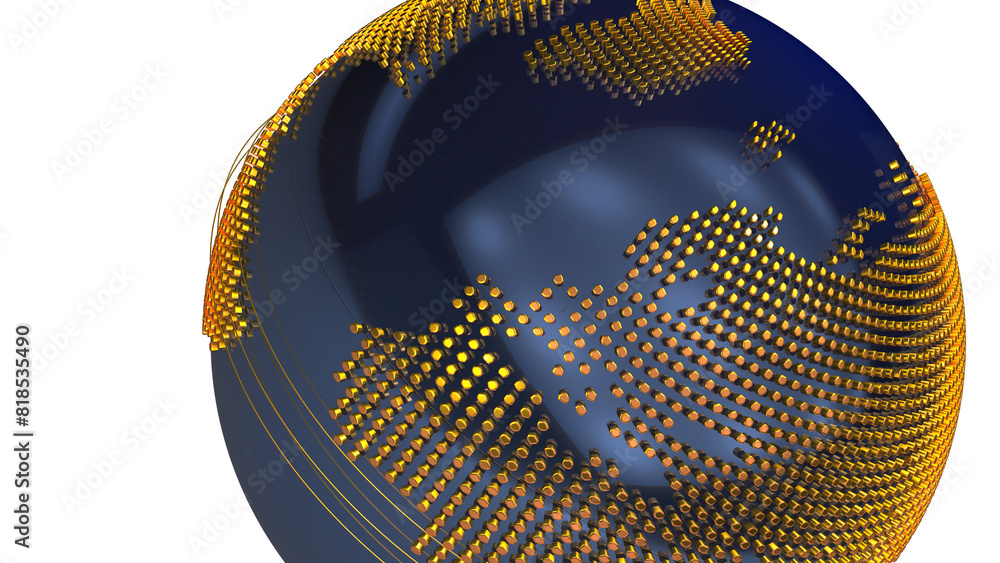 golden globes isolated on black background. 3D illustration	
