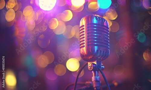 Close shot of old school microphone photo
