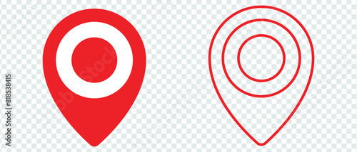 red pin point. map address location pointer symbol. location pin icon symbol sign isolated on transparent background, map icon. Location pin icon flat vector illustration design 