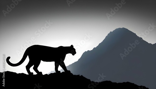 A mountain silhouette with a mountain lion prowlin upscaled_4