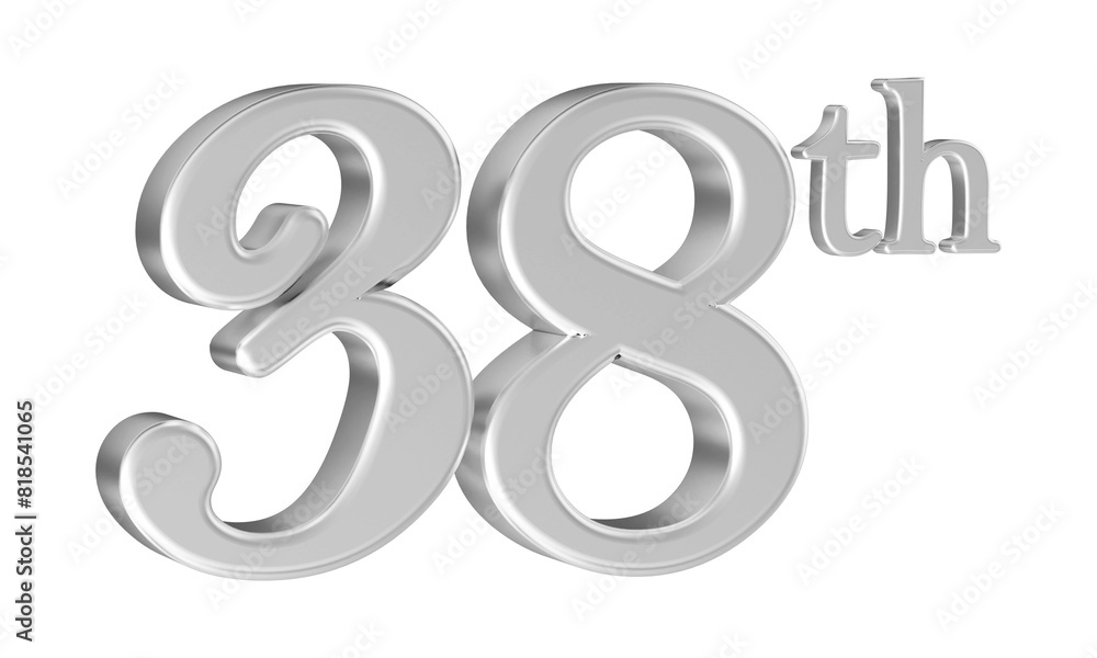 38th anniversary number silver 3d 38th anniversary number silver 3d