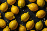 Realistic yellow lemons,water drops on lemons, lots of yellow lemons.